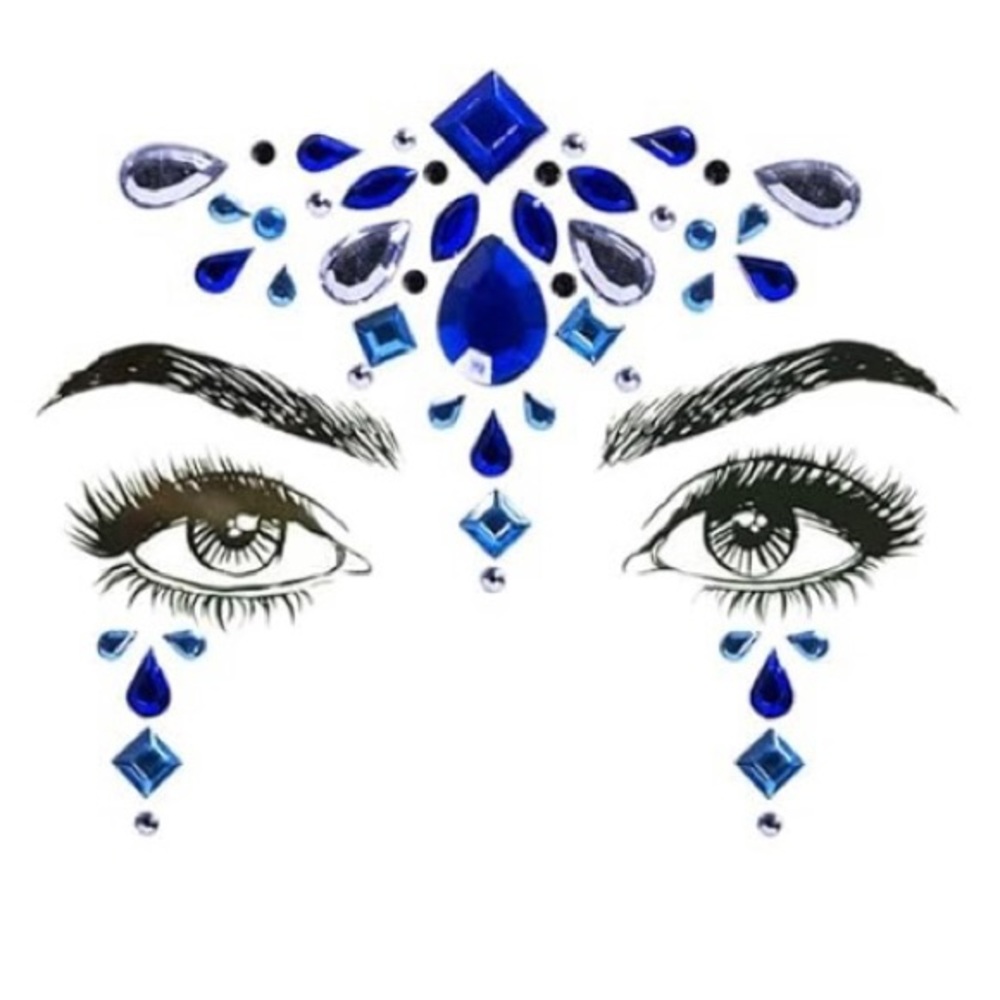 Mermaid Face Gems Rhinestone Tattoo Festival Jewels Temporary - Picture 3 of 4